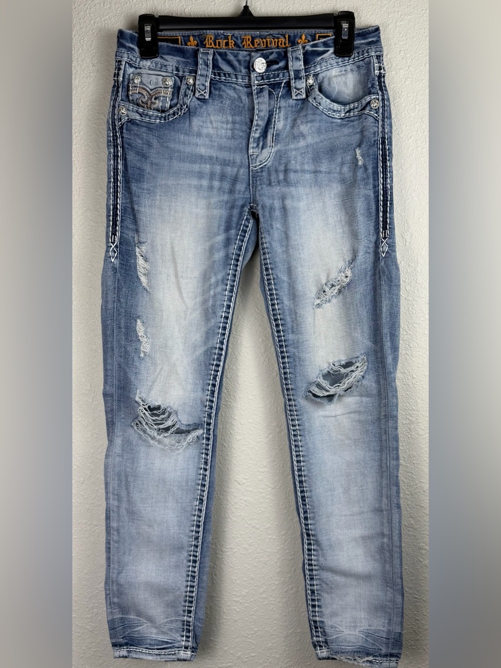 Rock Revival Light Blue Mid-Rise Ankle Skinny Jeans